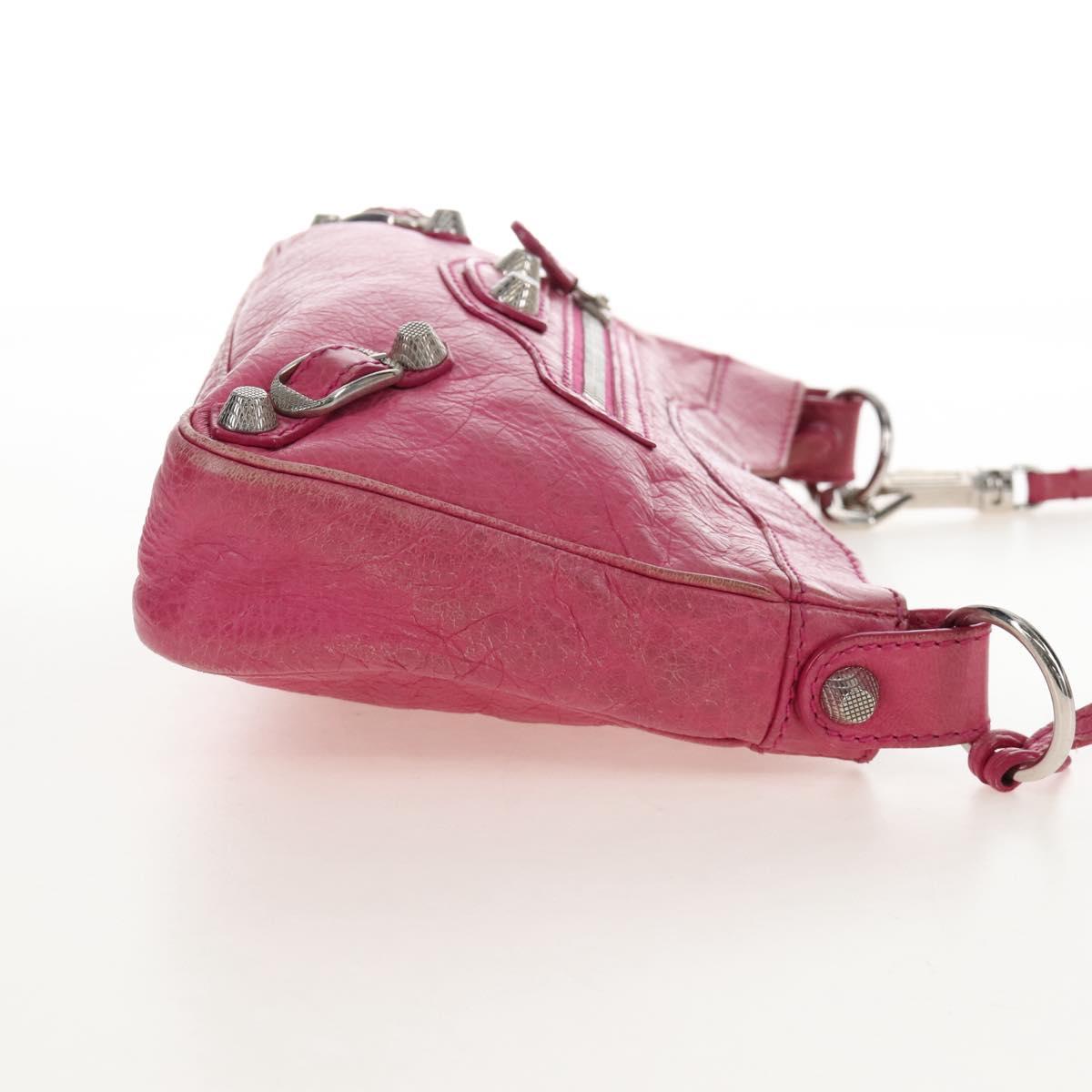 Balenciaga Giant Hip Shoulder Bag Leather Pink Silver 237203 Auth am12874V