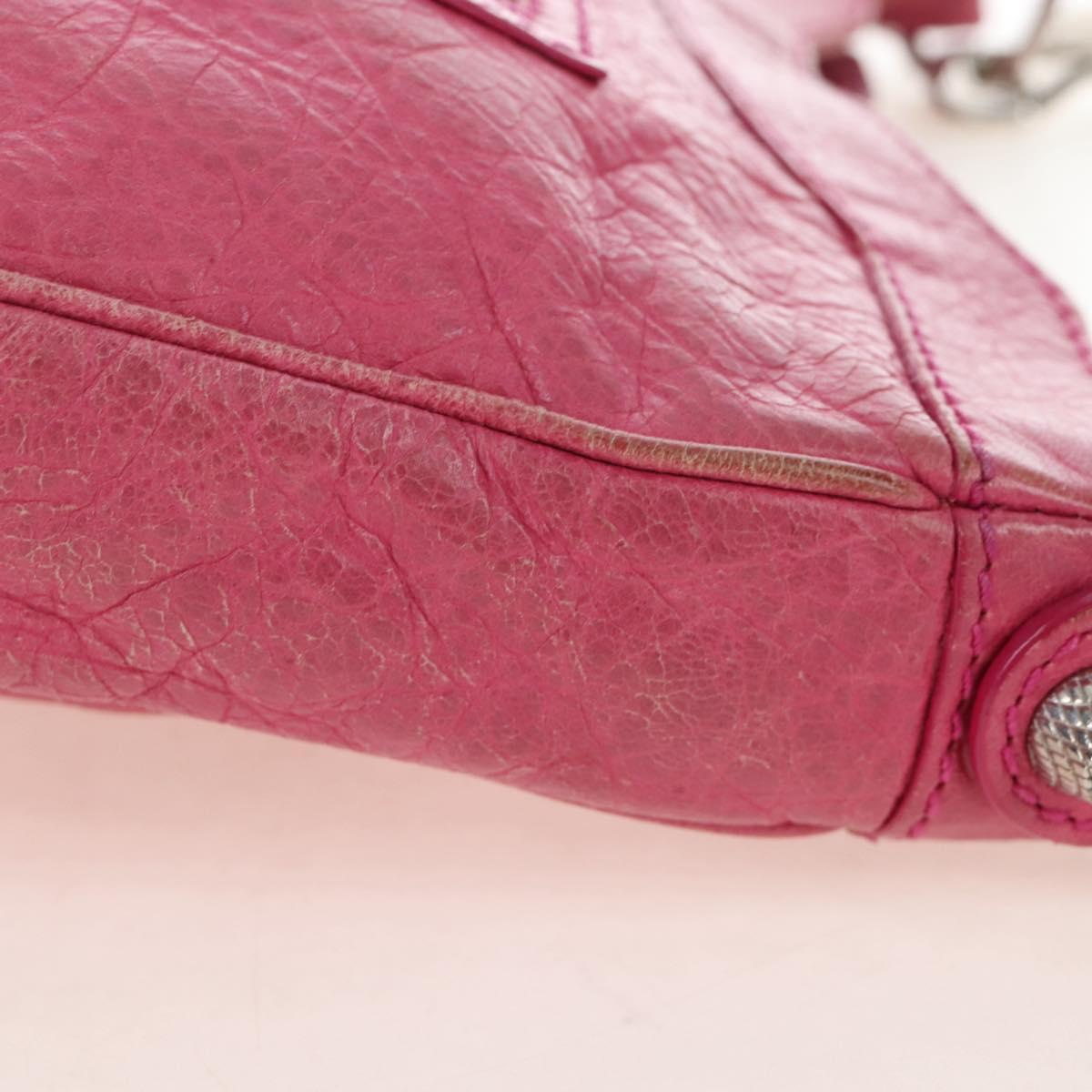 Balenciaga Giant Hip Shoulder Bag Leather Pink Silver 237203 Auth am12874V