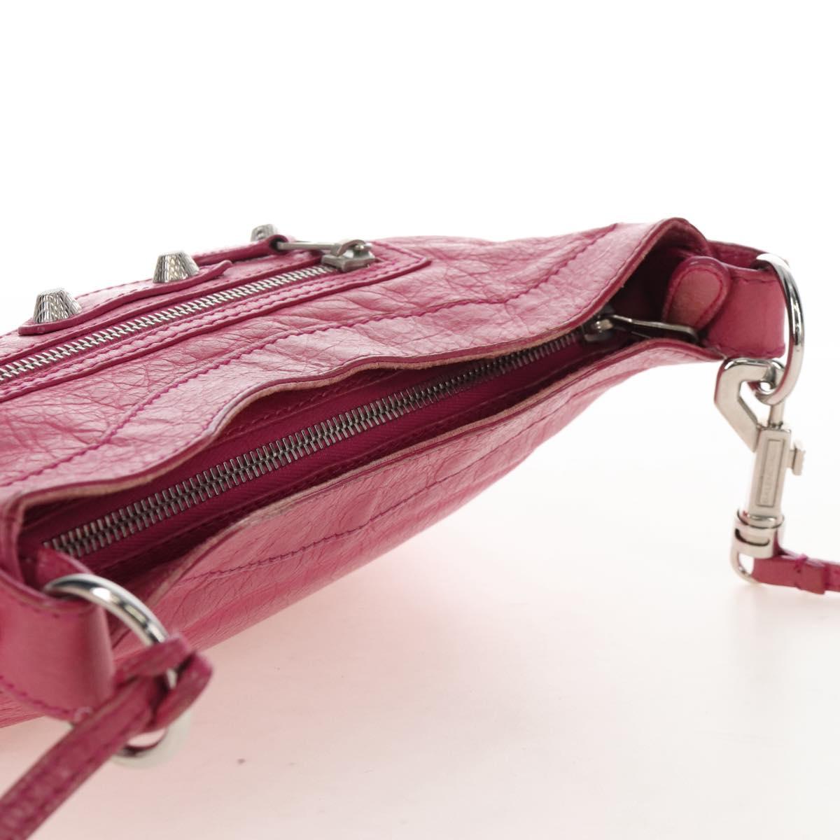Balenciaga Giant Hip Shoulder Bag Leather Pink Silver 237203 Auth am12874V