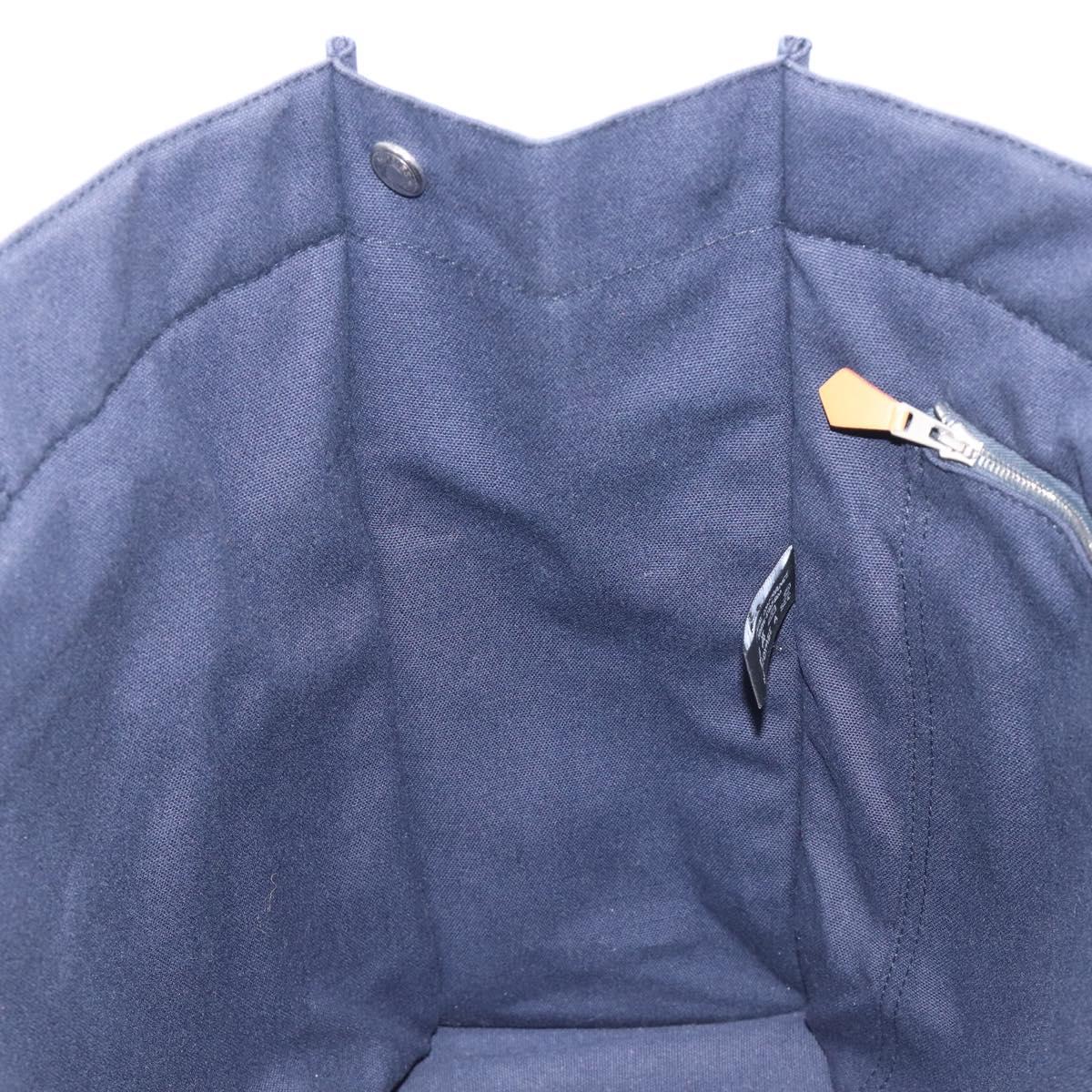 HERMES Fourre Tout MM Hand Bag Canvas Navy Silver Auth am12875V