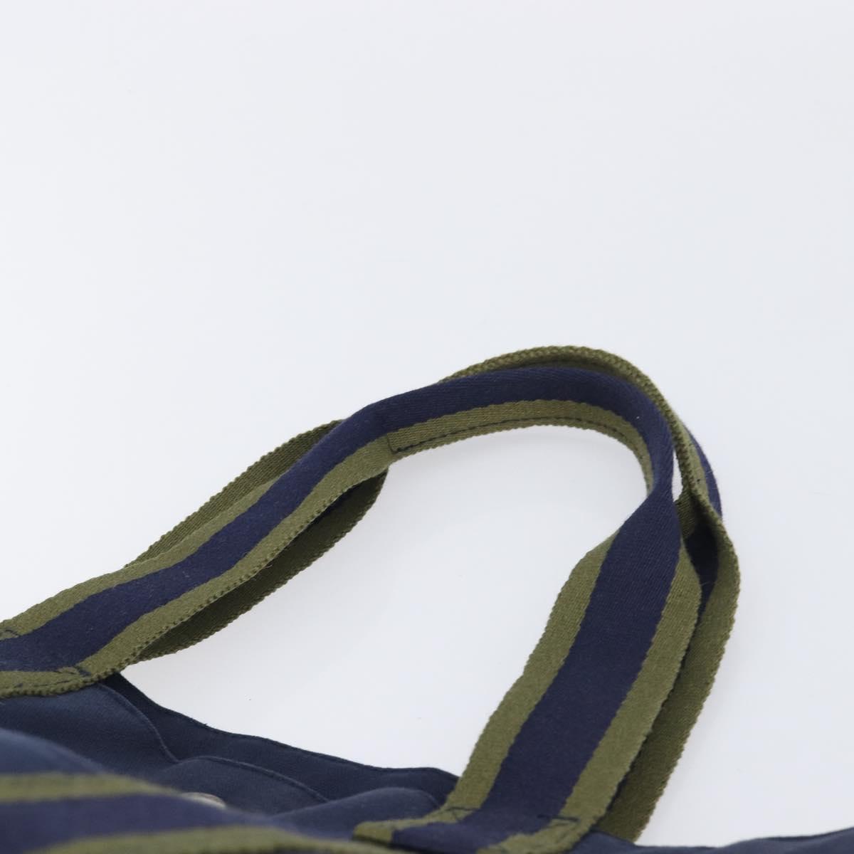 HERMES Fourre Tout MM Hand Bag Canvas Navy Silver Auth am12875V