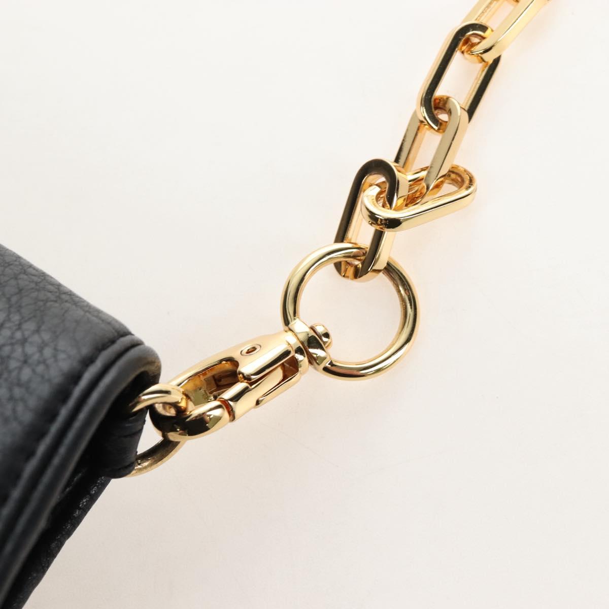 Tory Burch Chain Shoulder Bag Leather Black Gold Tone Auth am12876A
