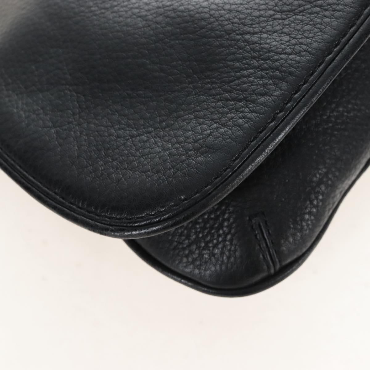 Tory Burch Chain Shoulder Bag Leather Black Gold Tone Auth am12876A