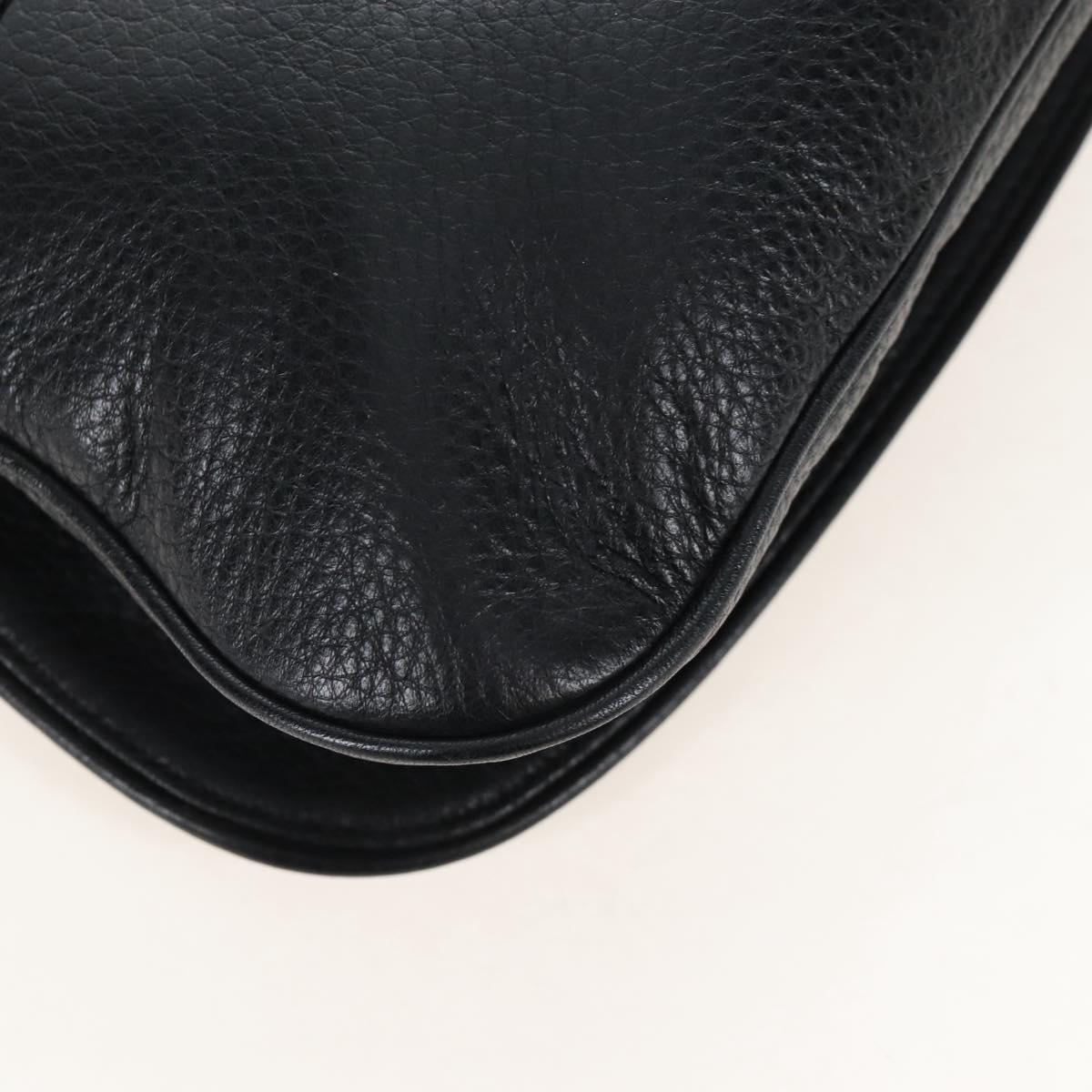 Tory Burch Chain Shoulder Bag Leather Black Gold Tone Auth am12876A
