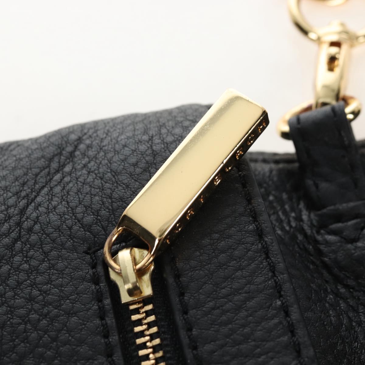 Tory Burch Chain Shoulder Bag Leather Black Gold Tone Auth am12876A