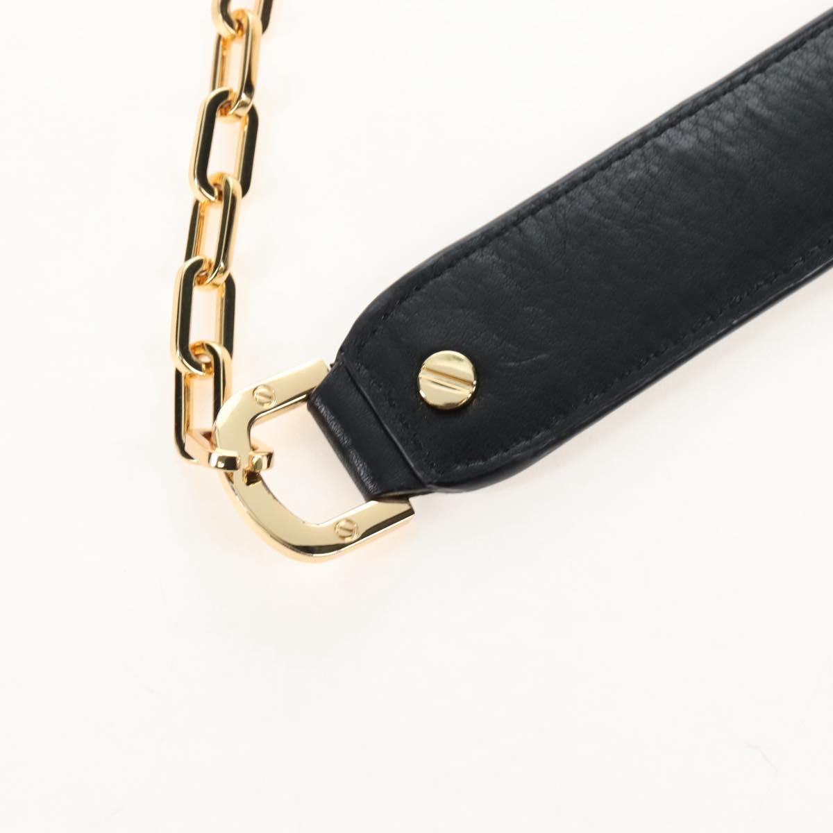 Tory Burch Chain Shoulder Bag Leather Black Gold Tone Auth am12876A