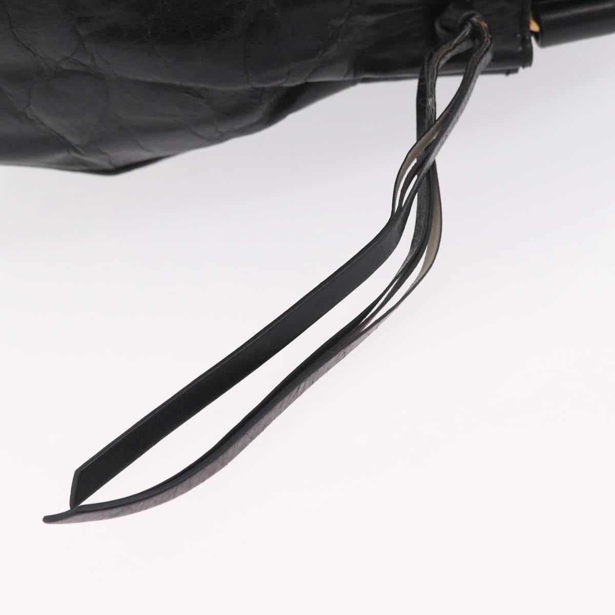 Miu Miu Side Ribbon Hand Bag Leather Black Gold Auth am12883M