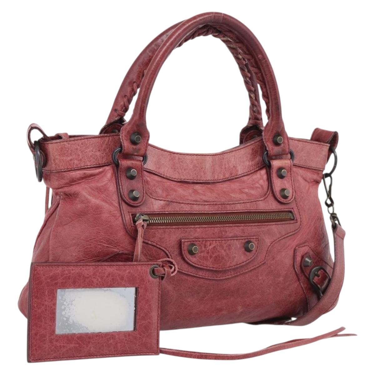 Balenciaga The First Hand Bag Leather 2way Red 103208 Auth am12886V