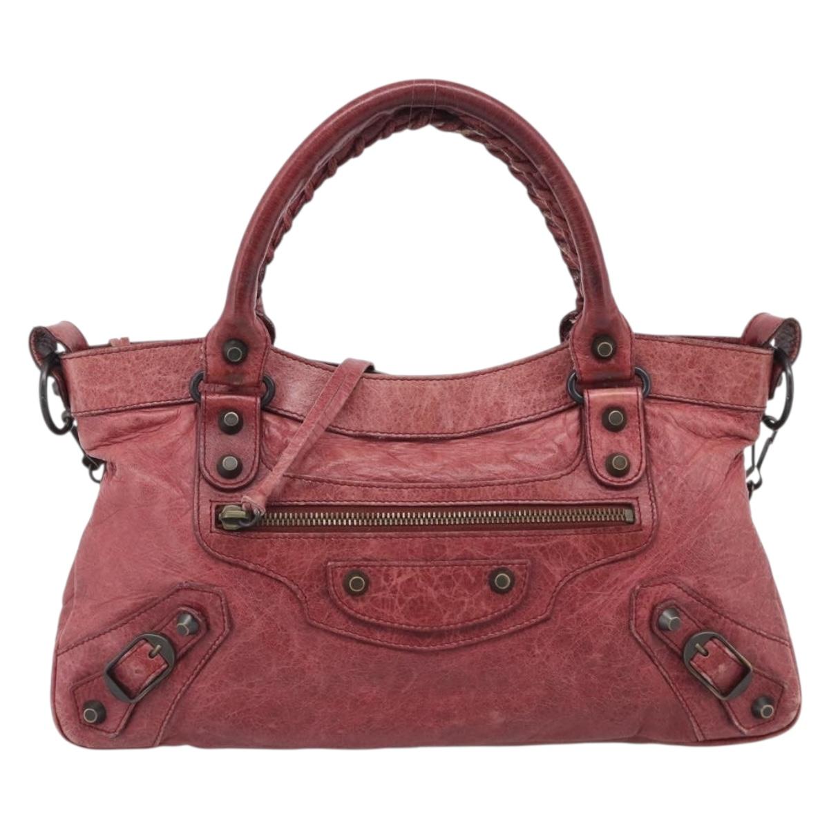 Balenciaga The First Hand Bag Leather 2way Red 103208 Auth am12886V