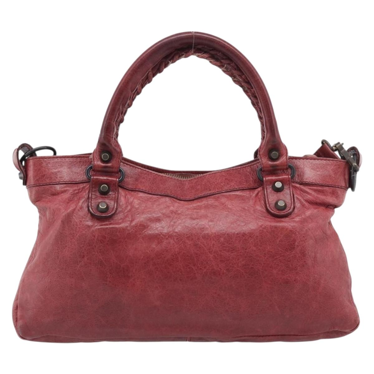 Balenciaga The First Hand Bag Leather 2way Red 103208 Auth am12886V