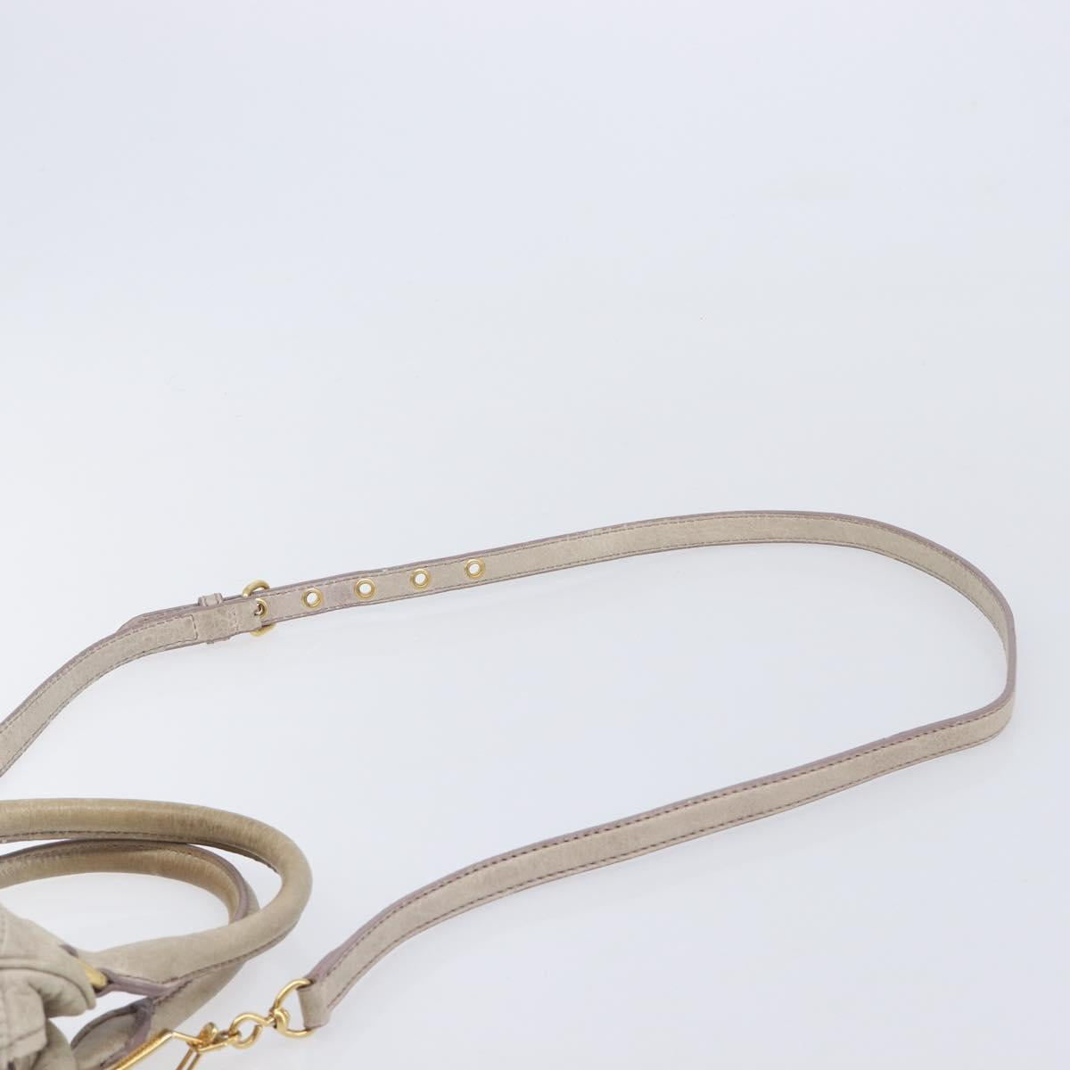 Miu Miu Hand Bag Leather 2way Beige Gold Auth am12892A