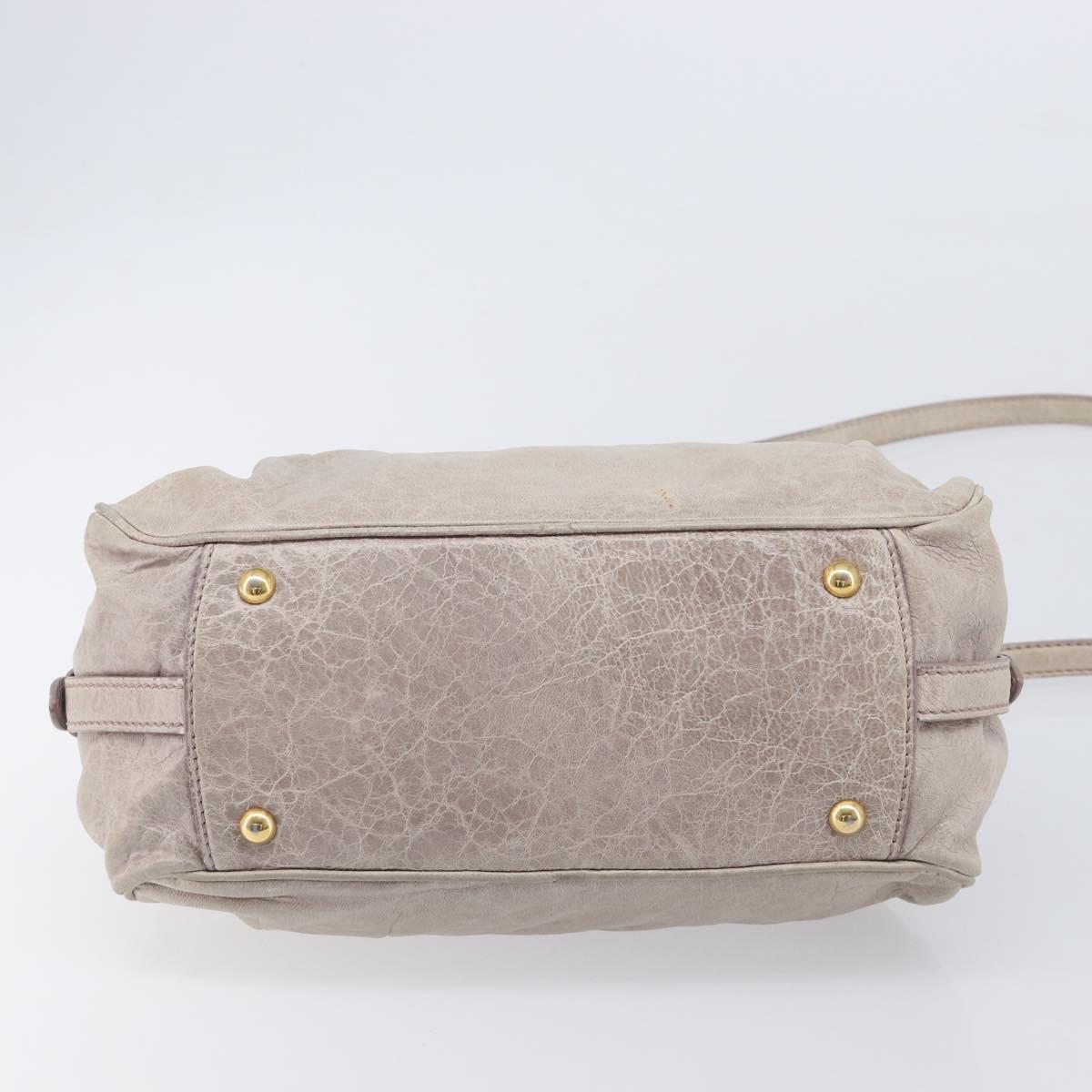 Miu Miu Hand Bag Leather 2way Beige Gold Auth am12892A