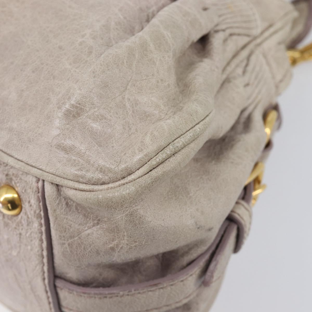 Miu Miu Hand Bag Leather 2way Beige Gold Auth am12892A