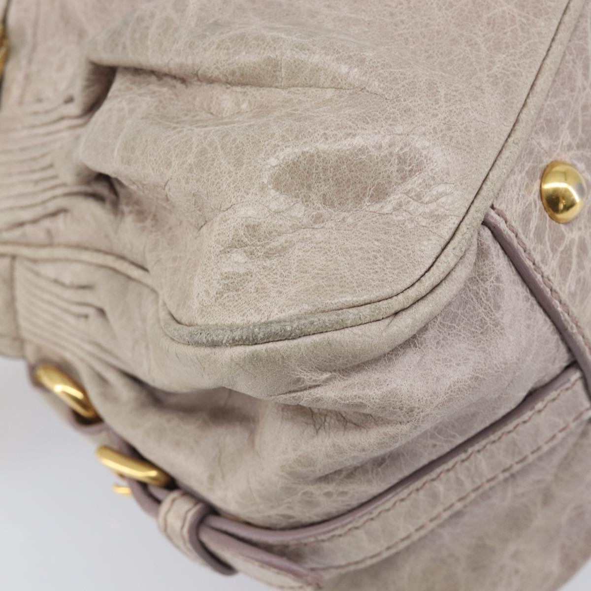 Miu Miu Hand Bag Leather 2way Beige Gold Auth am12892A