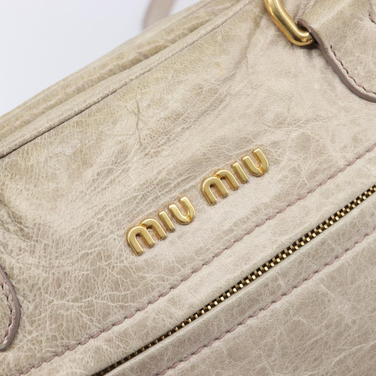 Miu Miu Hand Bag Leather 2way Beige Gold Auth am12892A