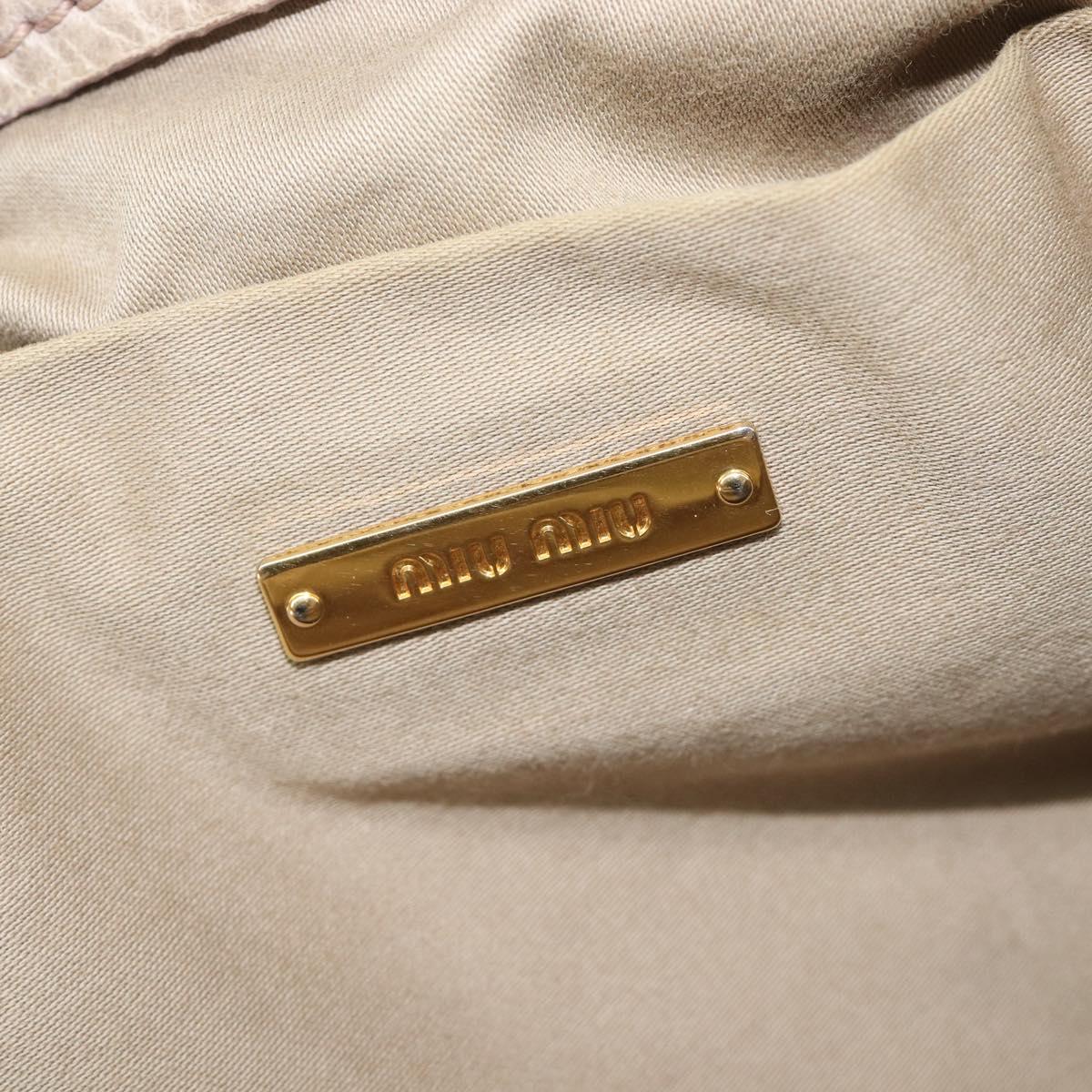 Miu Miu Hand Bag Leather 2way Beige Gold Auth am12892A
