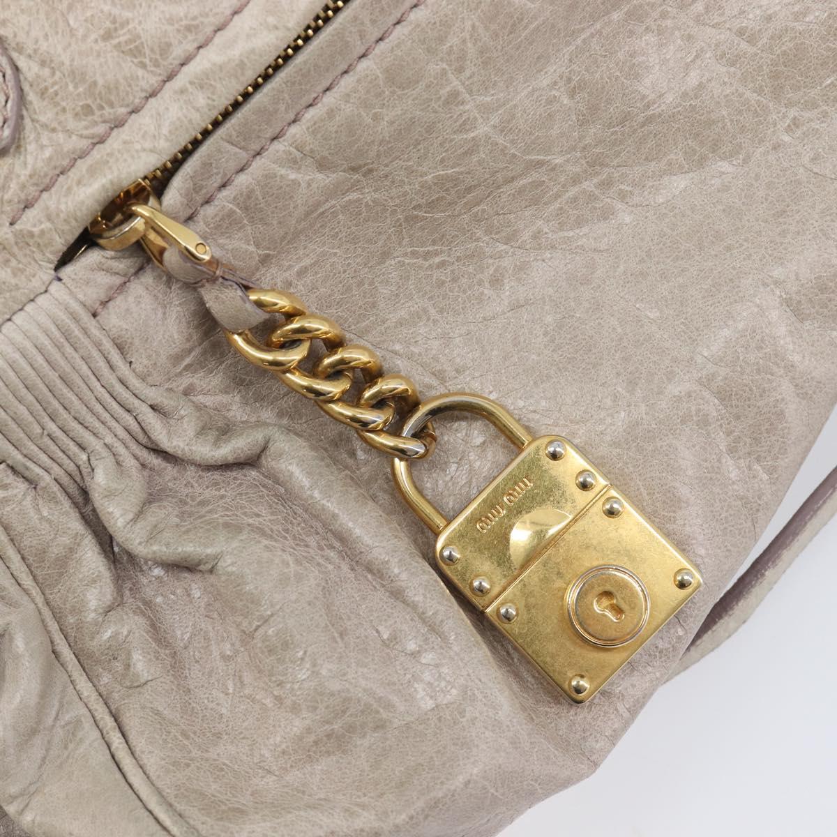 Miu Miu Hand Bag Leather 2way Beige Gold Auth am12892A