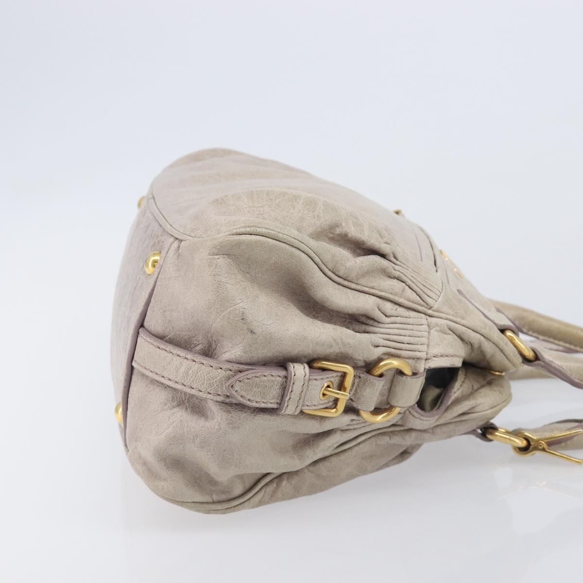 Miu Miu Hand Bag Leather 2way Beige Gold Auth am12892A