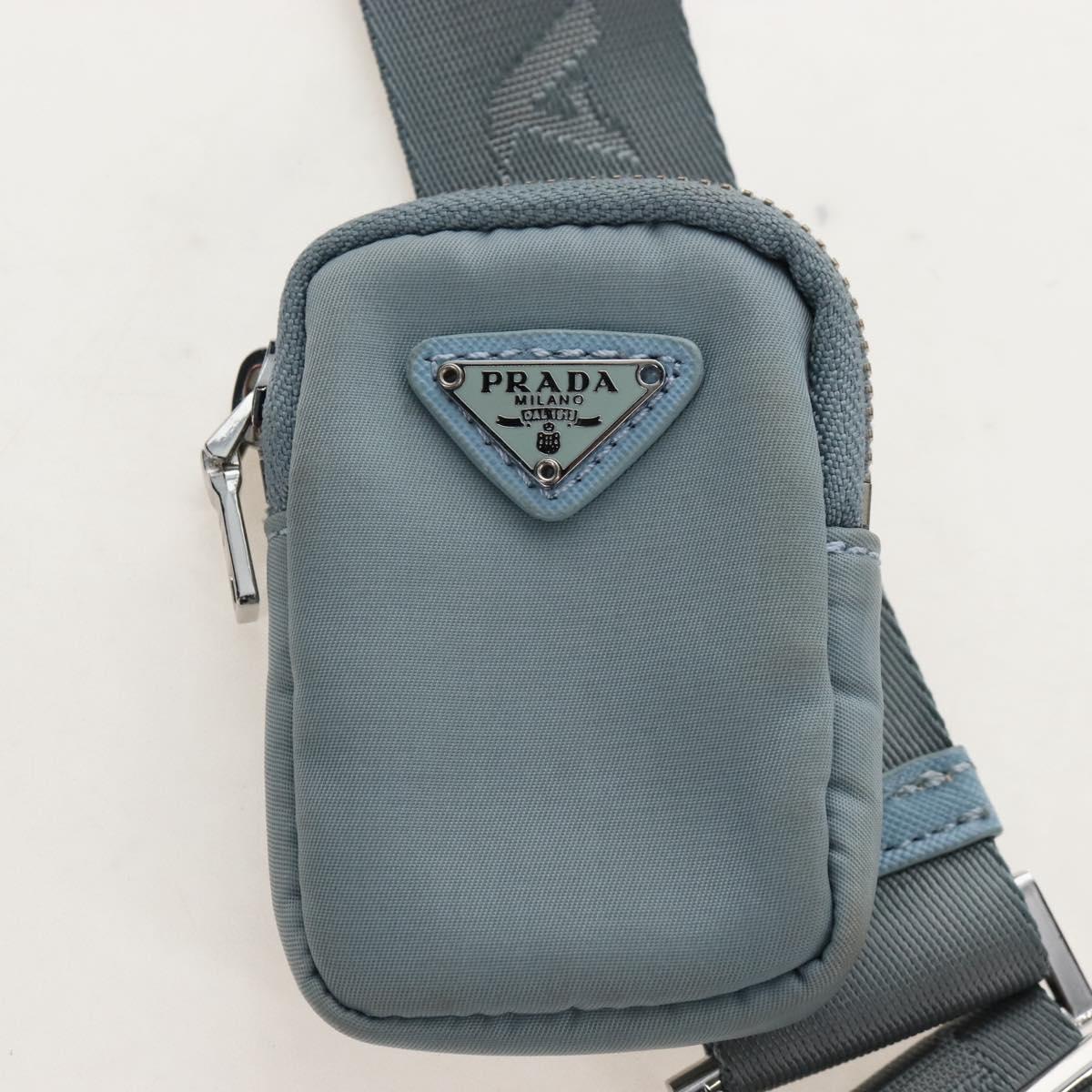 PRADA Hand Bag Nylon 2way Light Blue Silver Auth am12895A