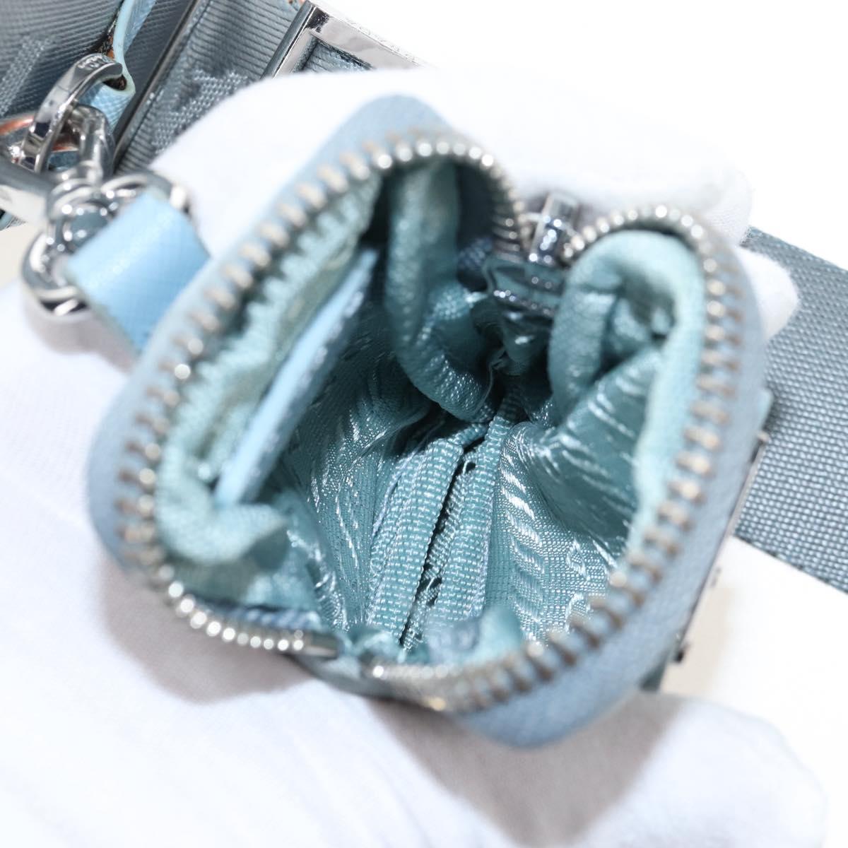 PRADA Hand Bag Nylon 2way Light Blue Silver Auth am12895A