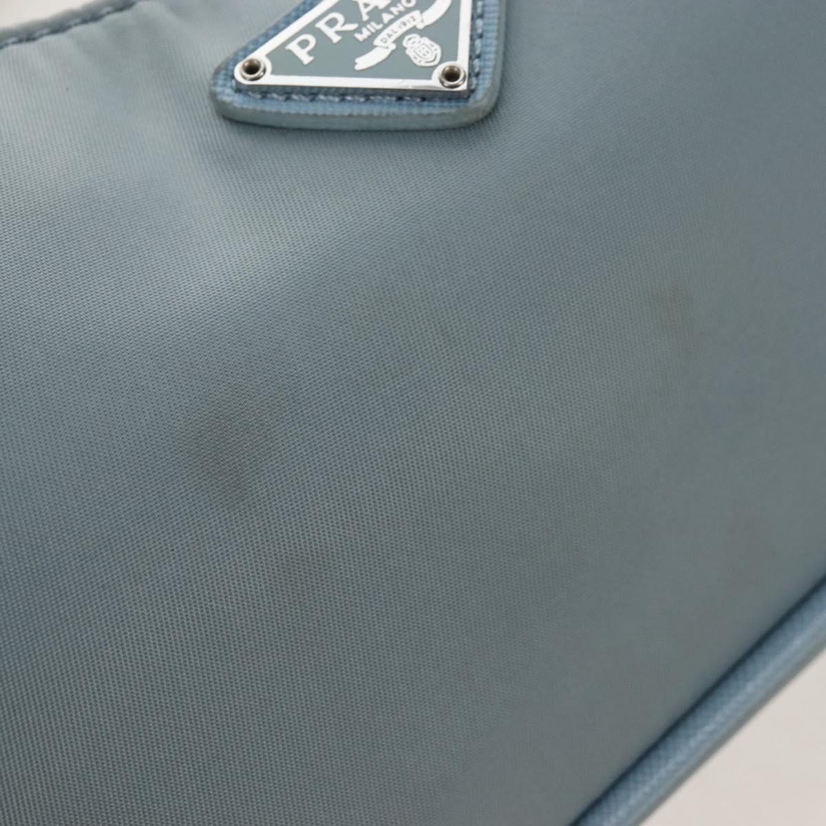 PRADA Hand Bag Nylon 2way Light Blue Silver Auth am12895A