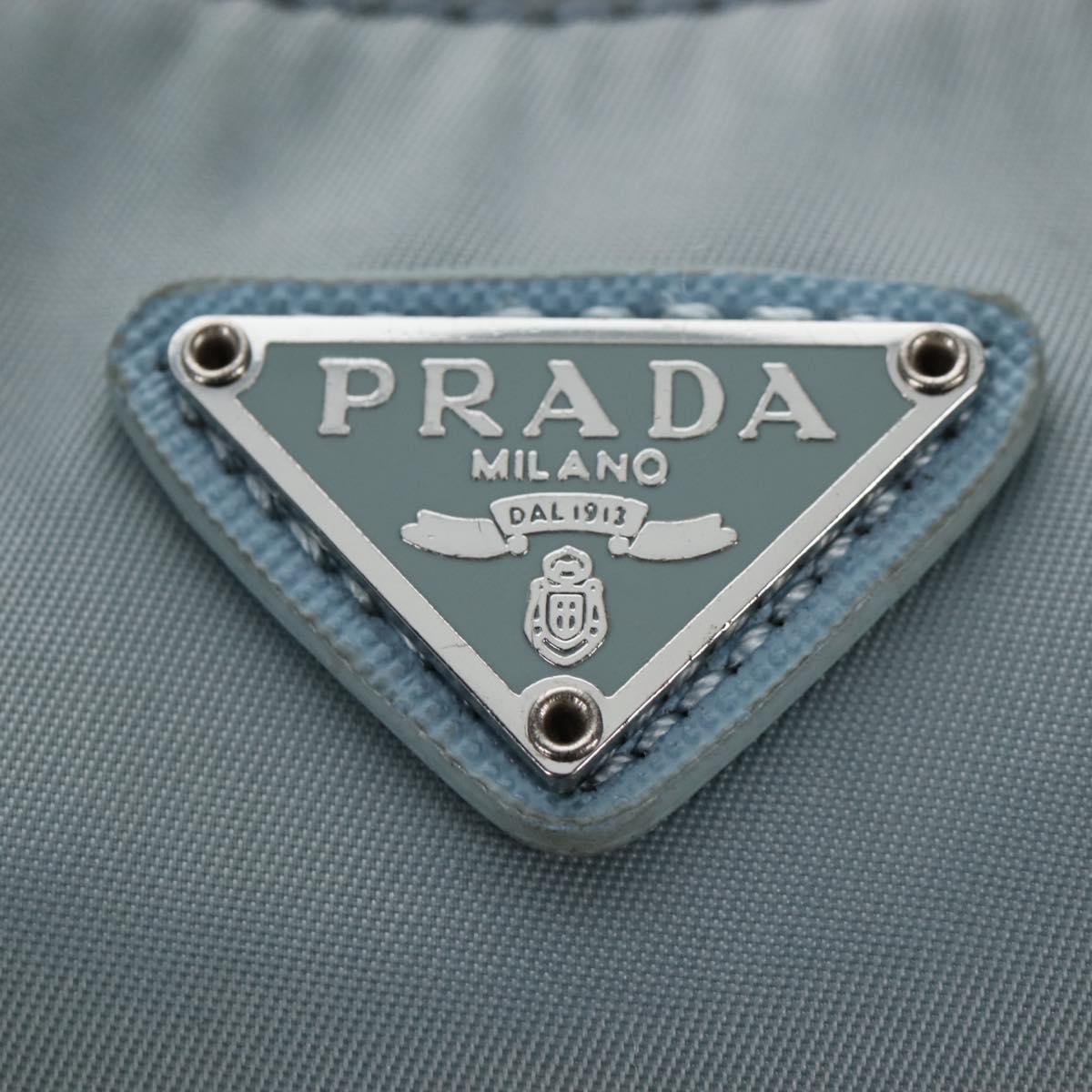 PRADA Hand Bag Nylon 2way Light Blue Silver Auth am12895A