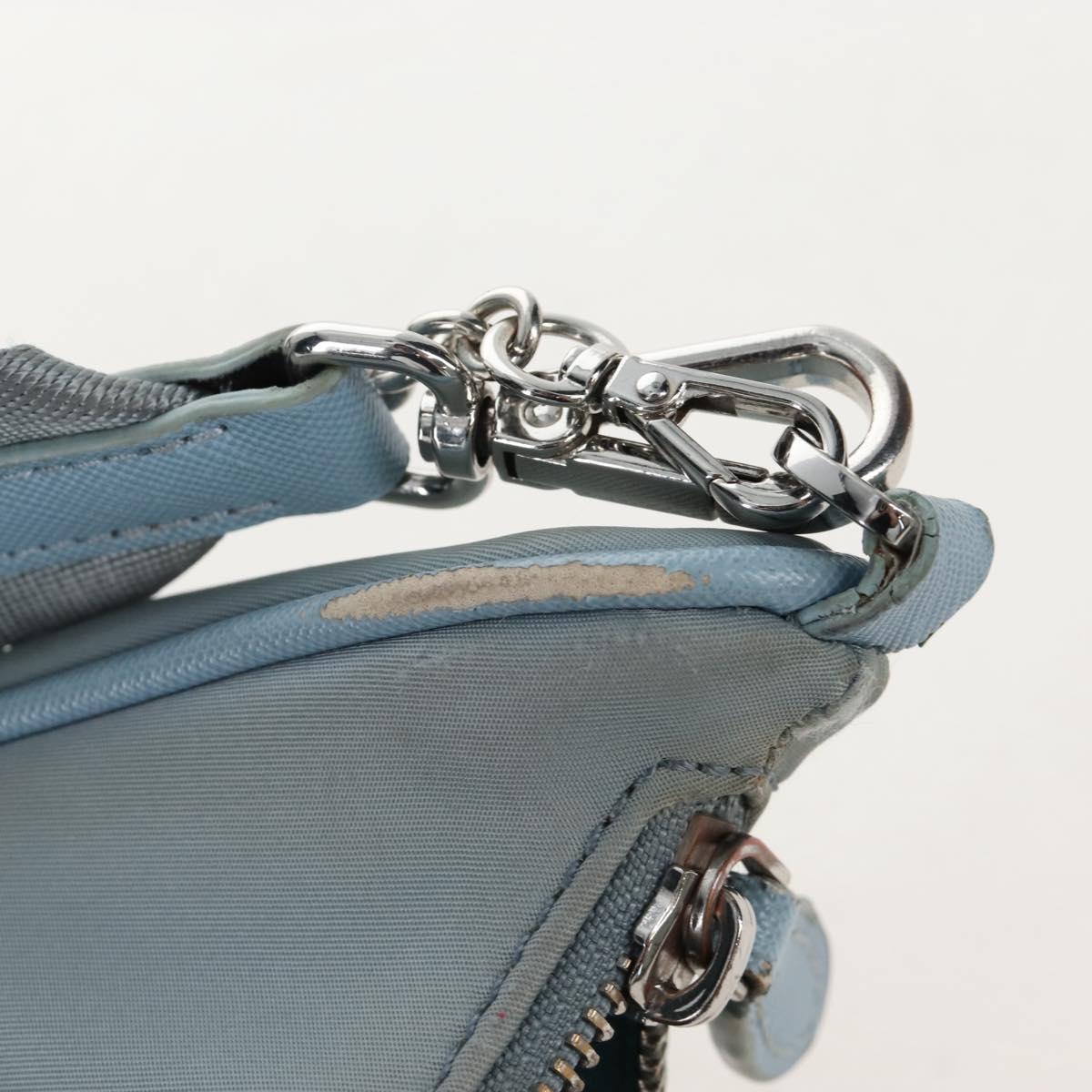 PRADA Hand Bag Nylon 2way Light Blue Silver Auth am12895A