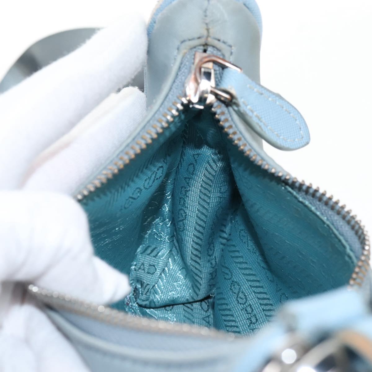 PRADA Hand Bag Nylon 2way Light Blue Silver Auth am12895A