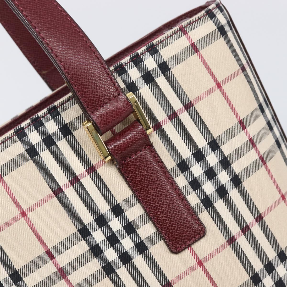 BURBERRY Nova Check Tote Bag Canvas Beige Gold Auth am12898V