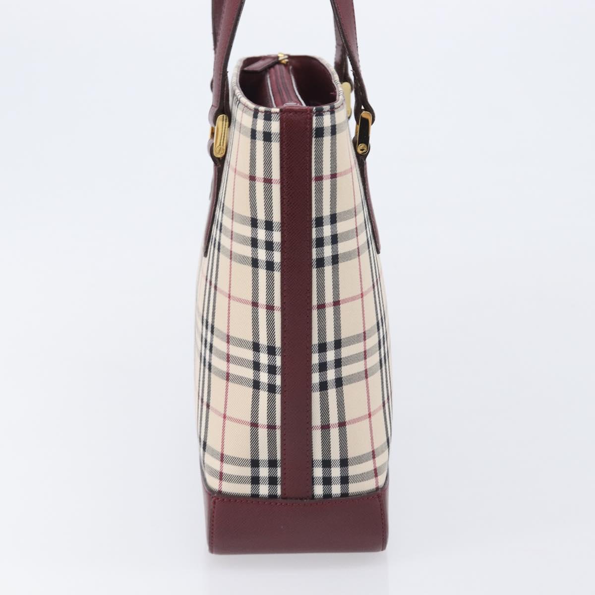 BURBERRY Nova Check Tote Bag Canvas Beige Gold Auth am12898V