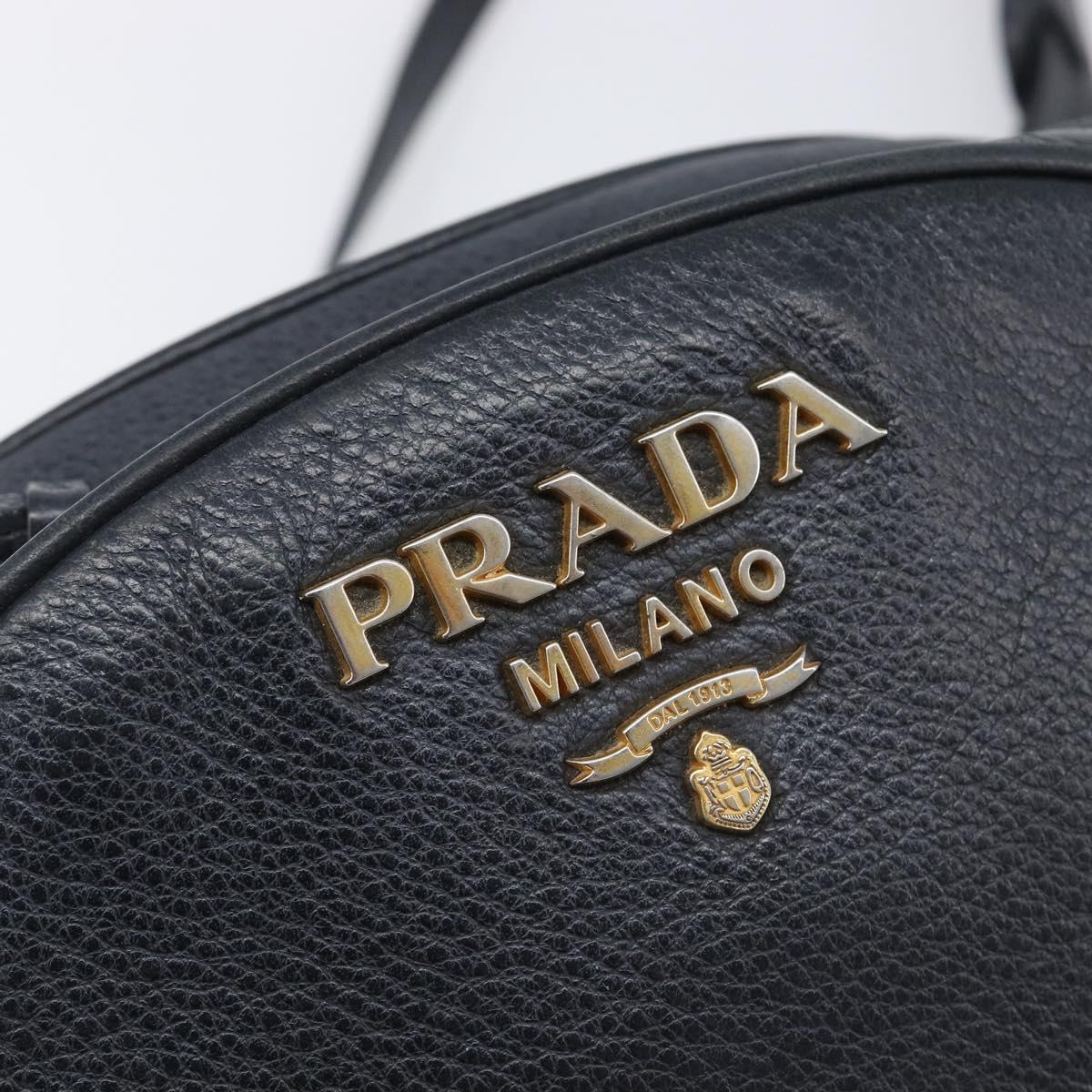 PRADA Shoulder Bag Leather Black Gold Auth am12900A
