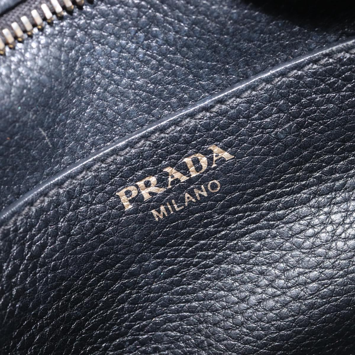 PRADA Shoulder Bag Leather Black Gold Auth am12900A