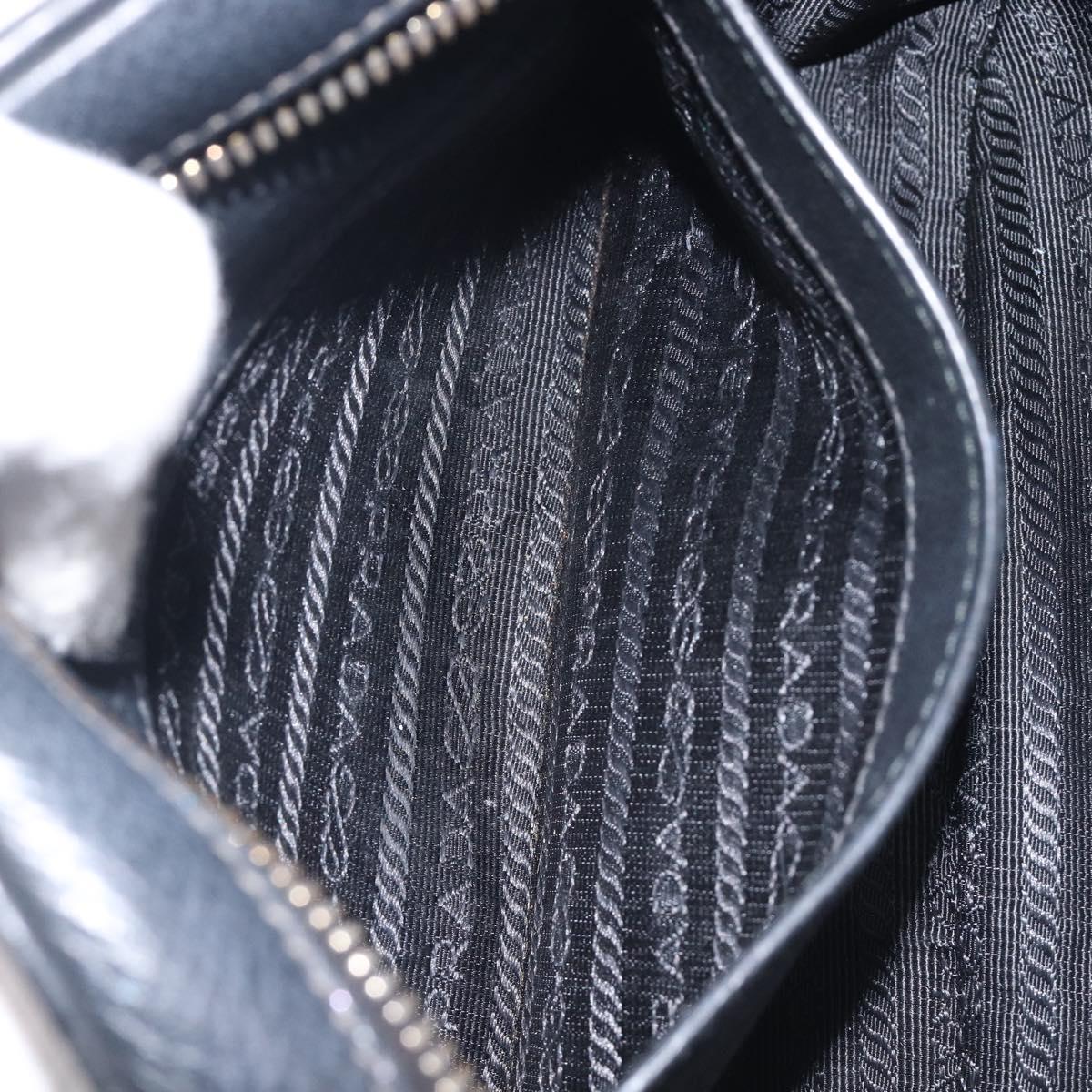 PRADA Shoulder Bag Leather Black Gold Auth am12900A