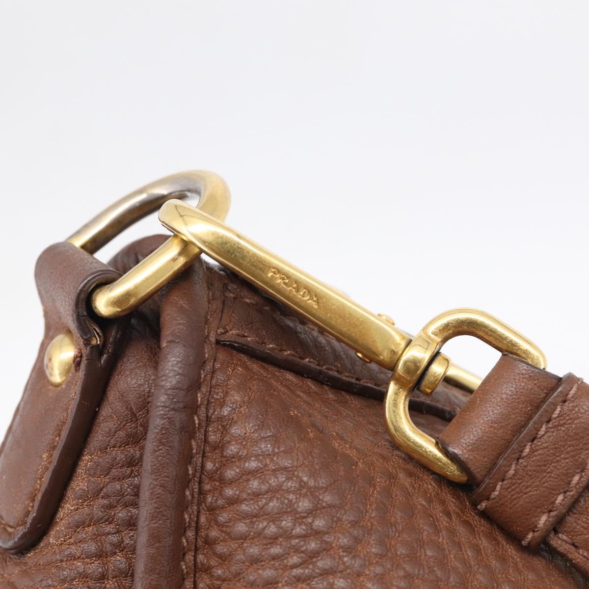 PRADA Hand Bag Taurillon Clemence Leather 2way Black Gold Auth am12903A
