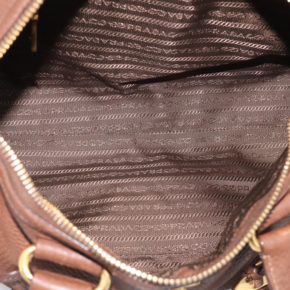 PRADA Hand Bag Taurillon Clemence Leather 2way Black Gold Auth am12903A