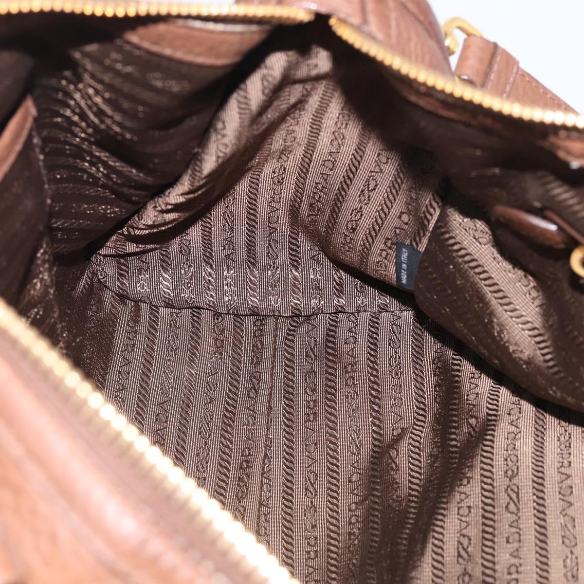 PRADA Hand Bag Taurillon Clemence Leather 2way Black Gold Auth am12903A
