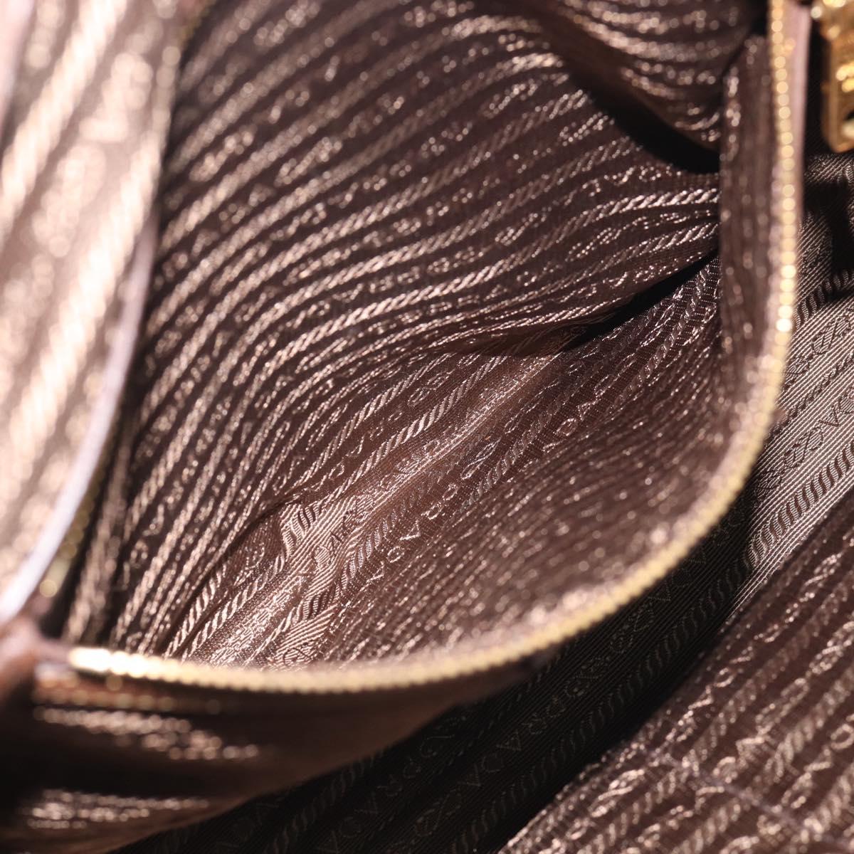 PRADA Hand Bag Taurillon Clemence Leather 2way Black Gold Auth am12903A