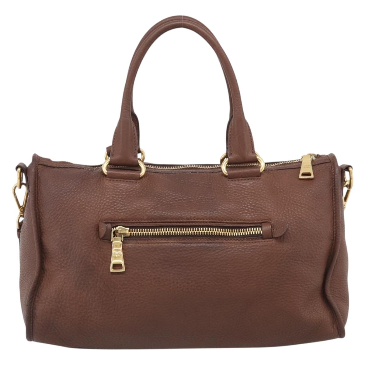 PRADA Hand Bag Taurillon Clemence Leather 2way Black Gold Auth am12903A