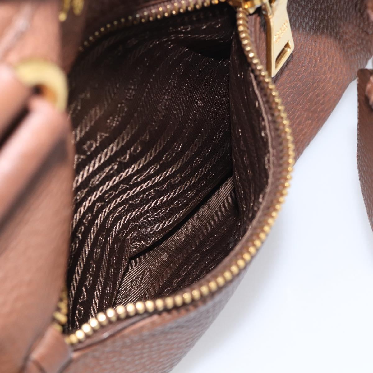 PRADA Hand Bag Taurillon Clemence Leather 2way Black Gold Auth am12903A