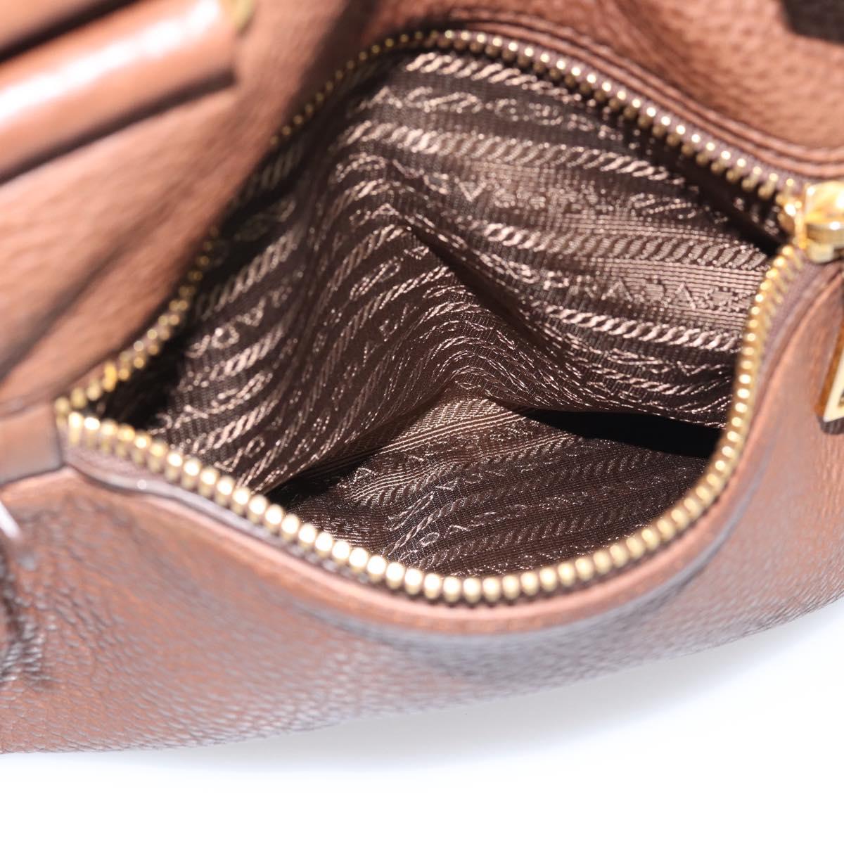 PRADA Hand Bag Taurillon Clemence Leather 2way Black Gold Auth am12903A