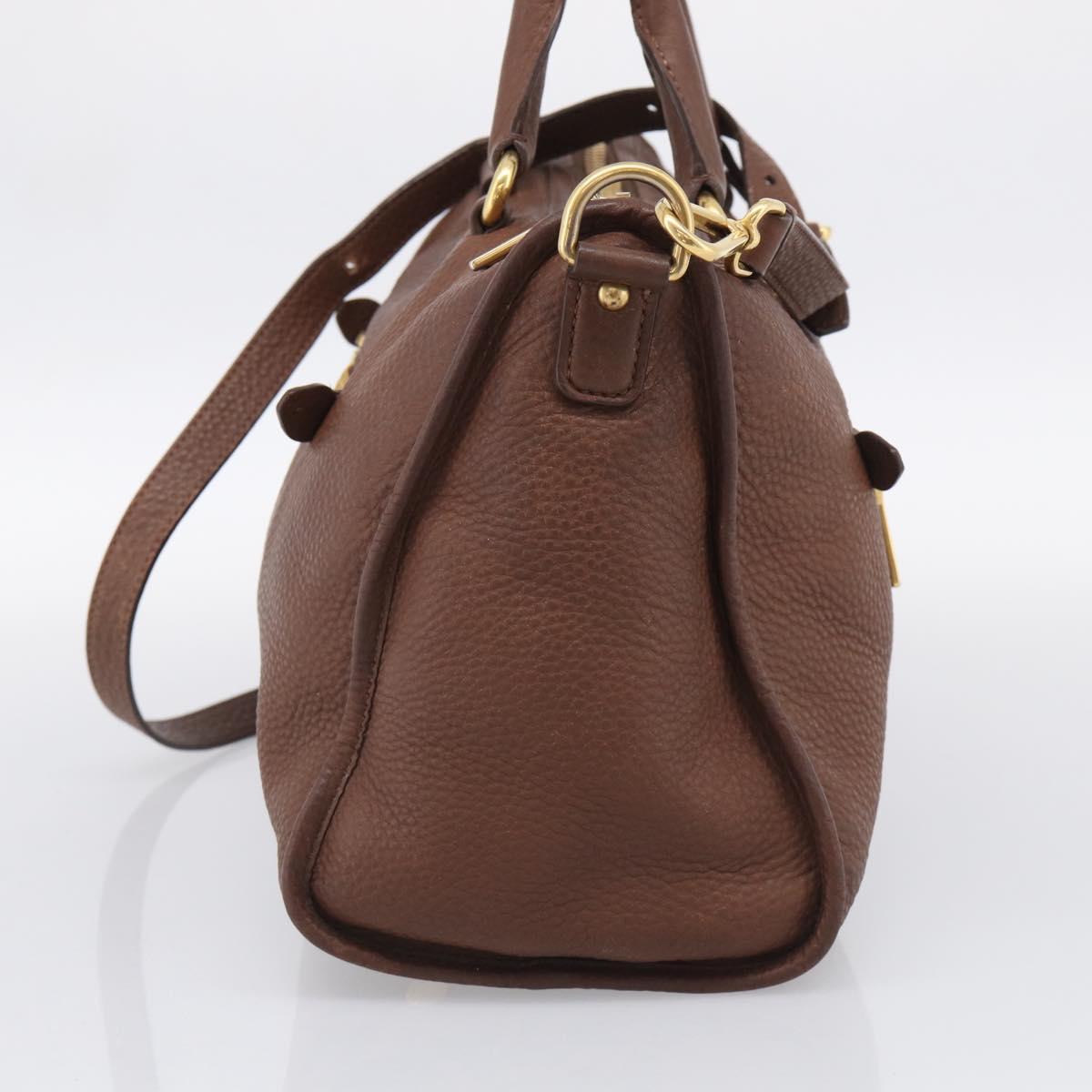 PRADA Hand Bag Taurillon Clemence Leather 2way Black Gold Auth am12903A