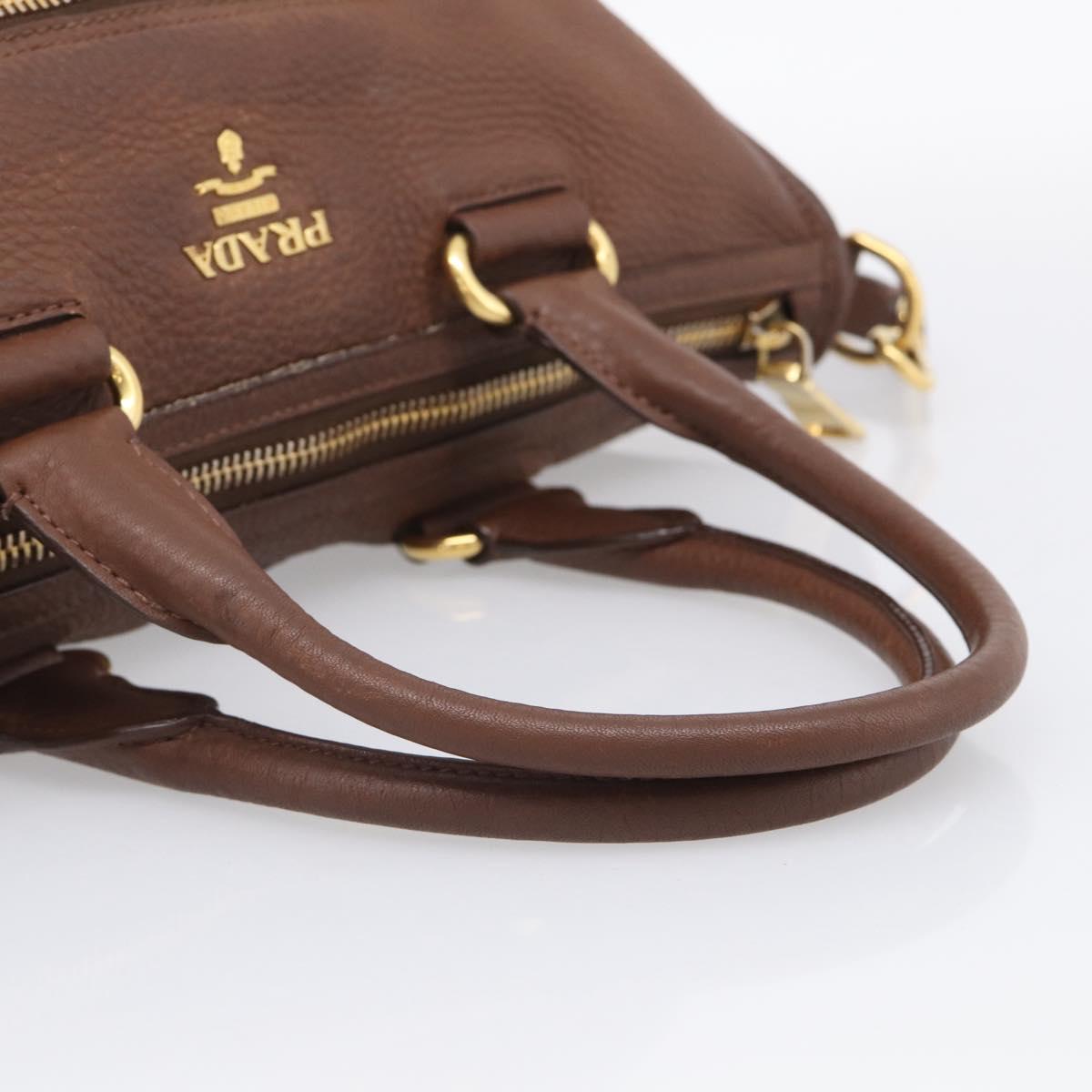 PRADA Hand Bag Taurillon Clemence Leather 2way Black Gold Auth am12903A