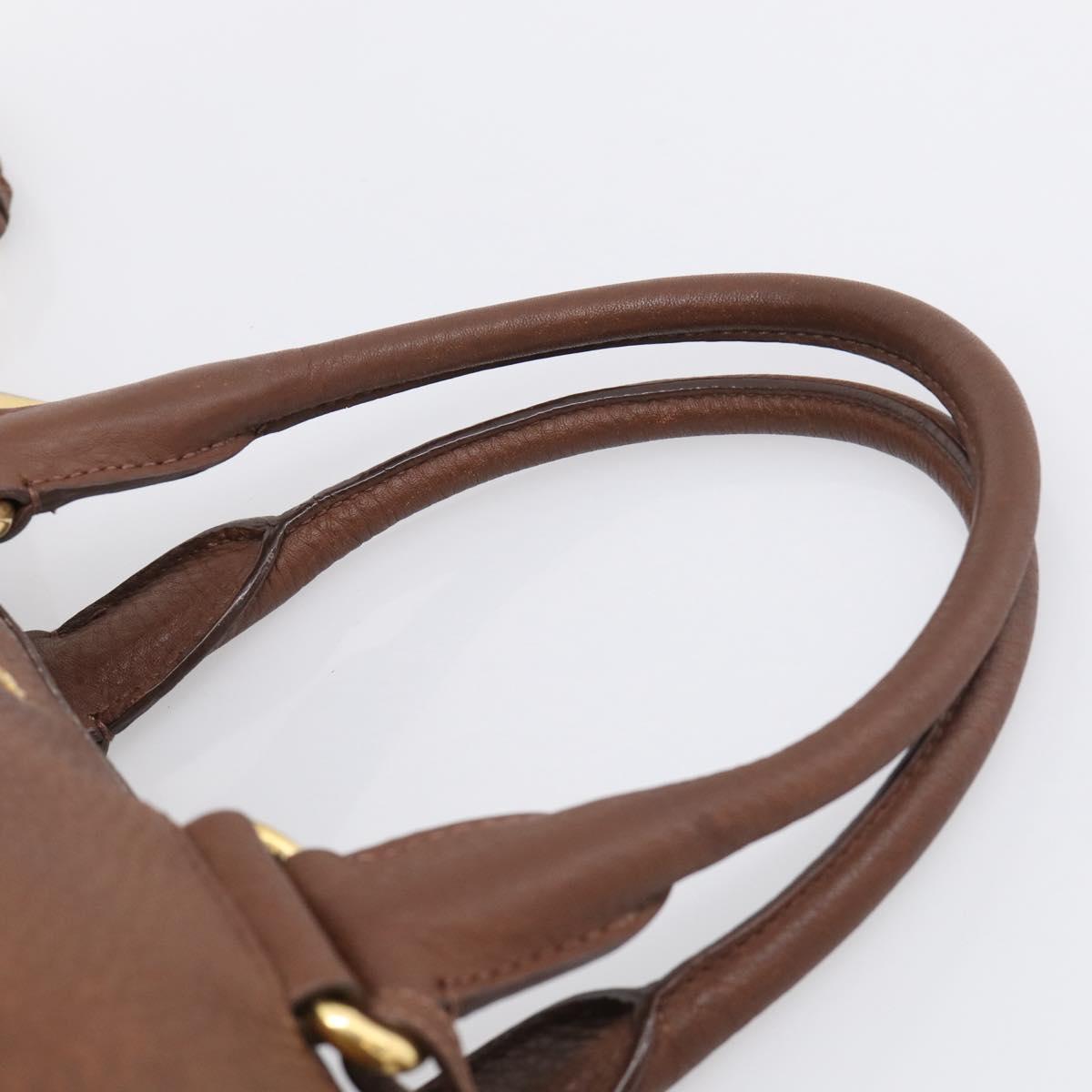PRADA Hand Bag Taurillon Clemence Leather 2way Black Gold Auth am12903A