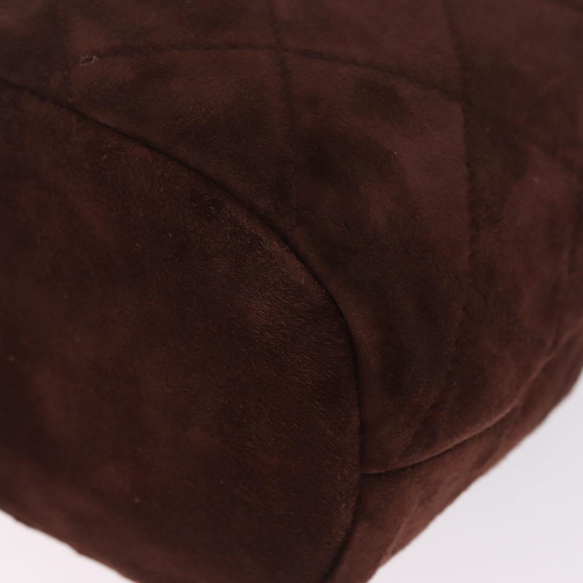 PRADA Chain Purse Shoulder Bag Suede Brown Gold B3645 Auth am12906V