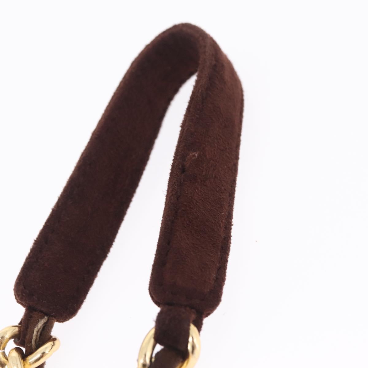 PRADA Chain Purse Shoulder Bag Suede Brown Gold B3645 Auth am12906V