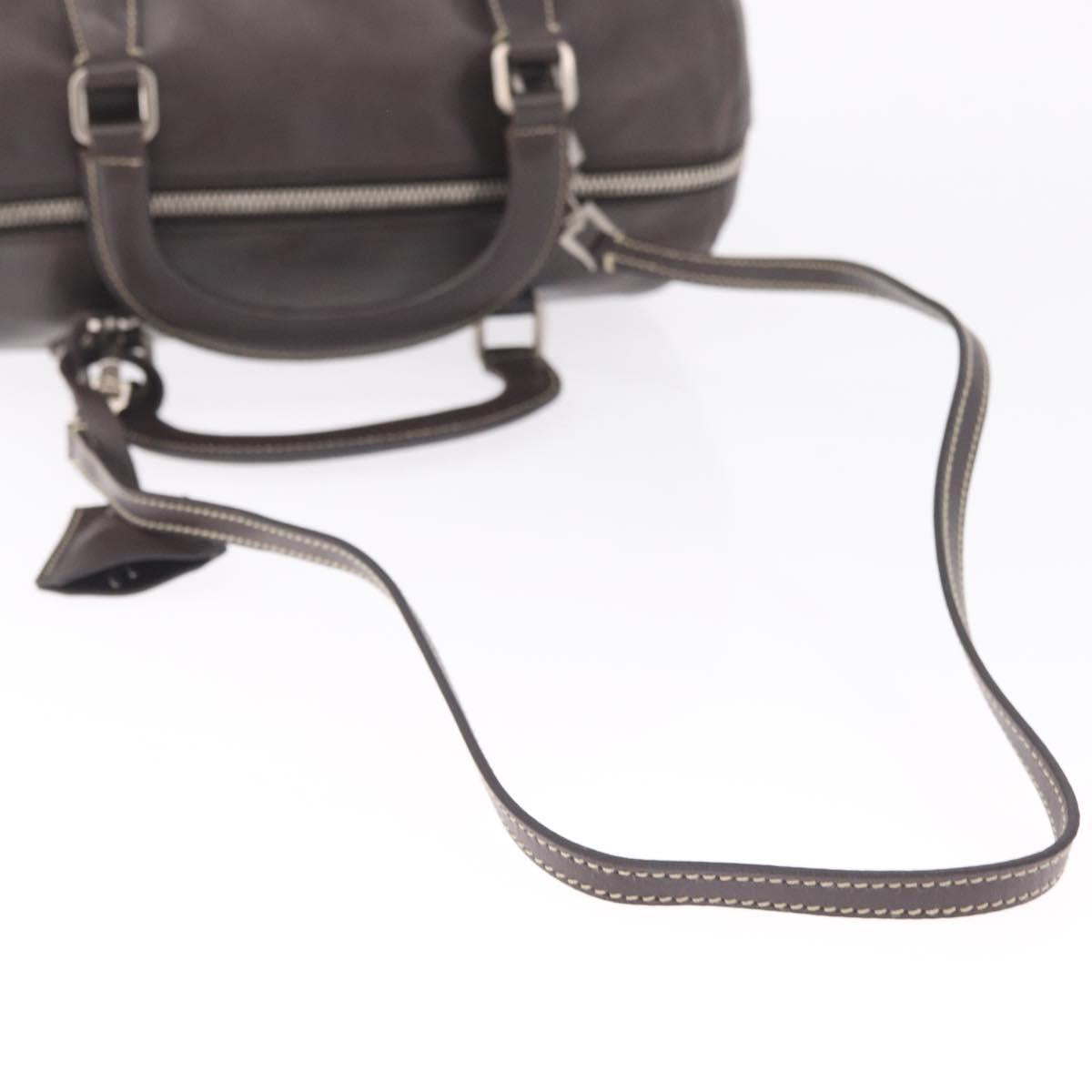 PRADA Mini Boston Bag Boston Bag Leather 2way Brown Silver B11075 Auth am12907A