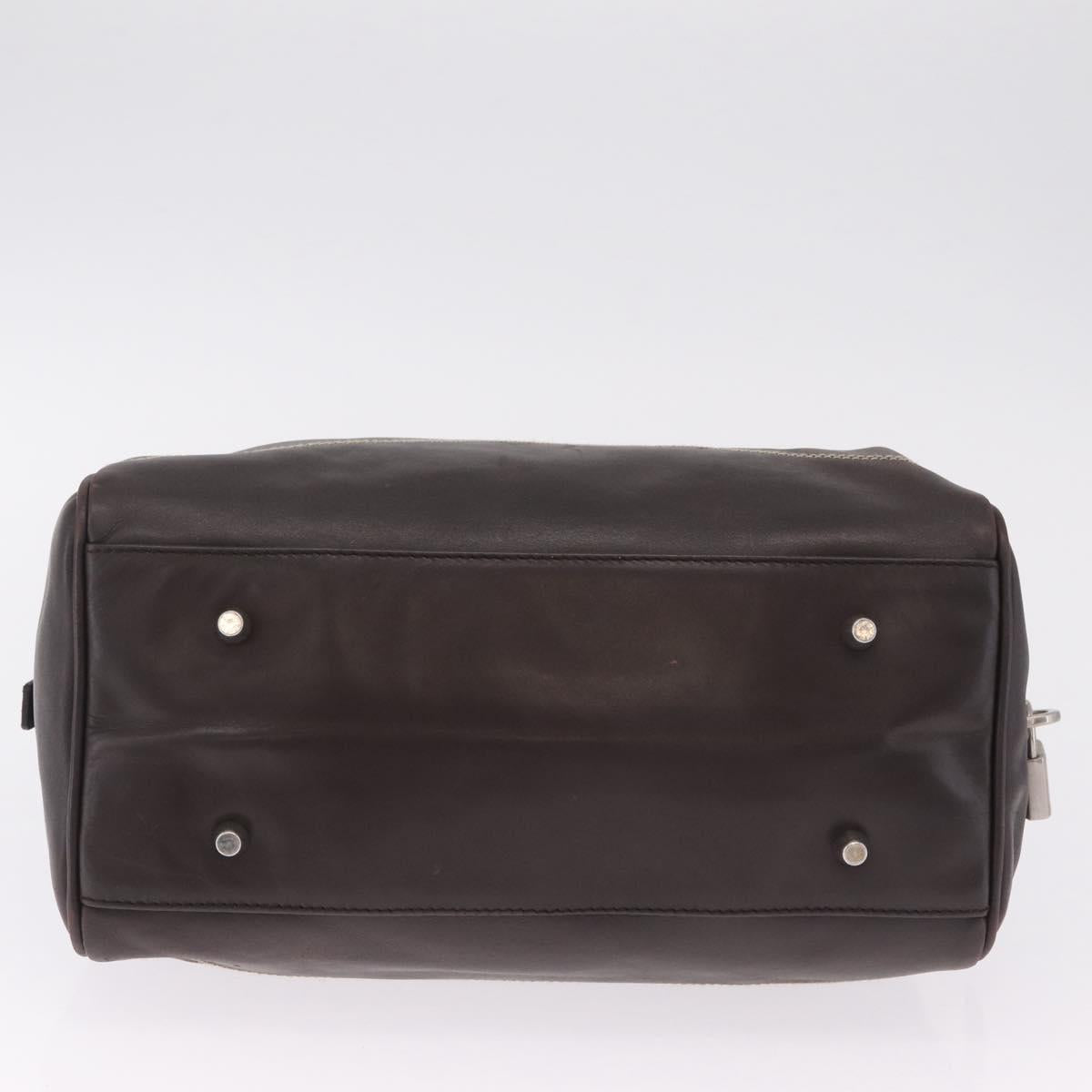 PRADA Mini Boston Bag Boston Bag Leather 2way Brown Silver B11075 Auth am12907A