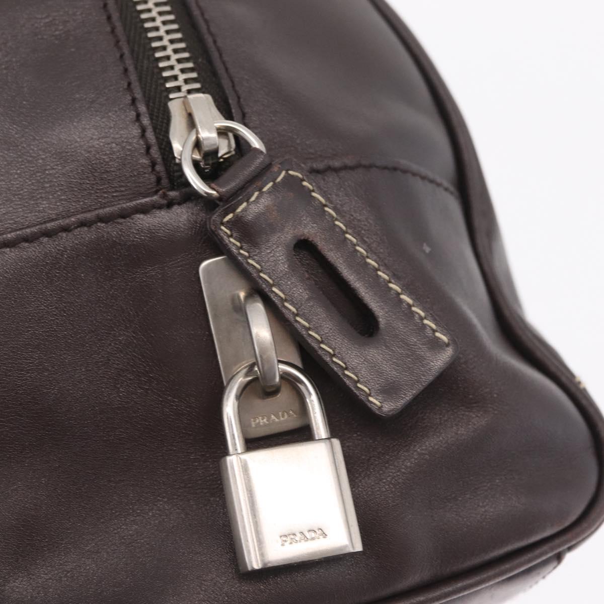 PRADA Mini Boston Bag Boston Bag Leather 2way Brown Silver B11075 Auth am12907A