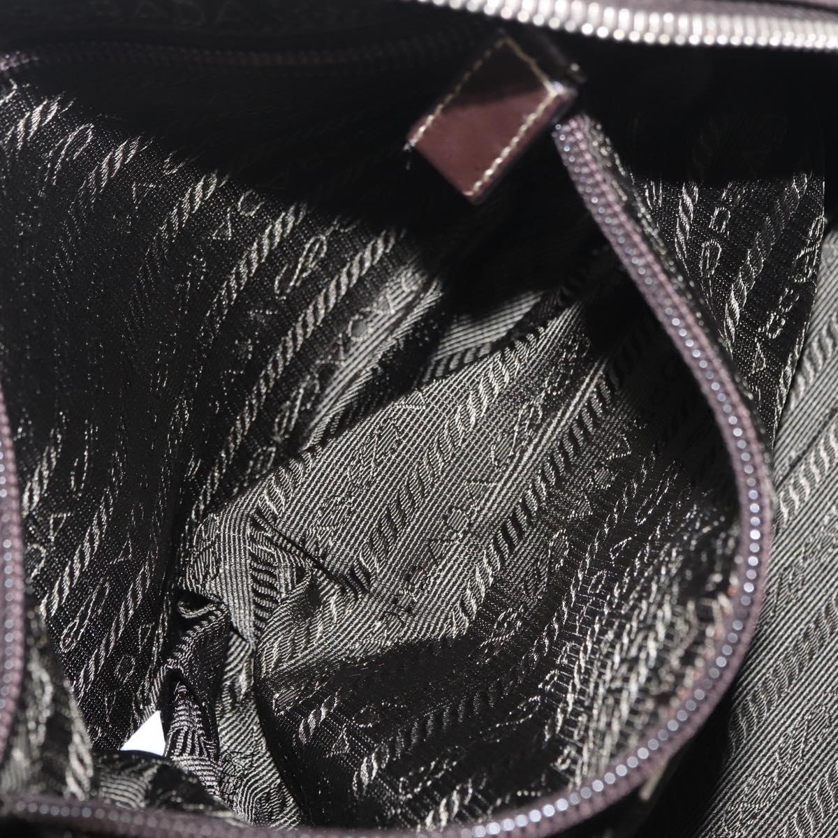 PRADA Mini Boston Bag Boston Bag Leather 2way Brown Silver B11075 Auth am12907A