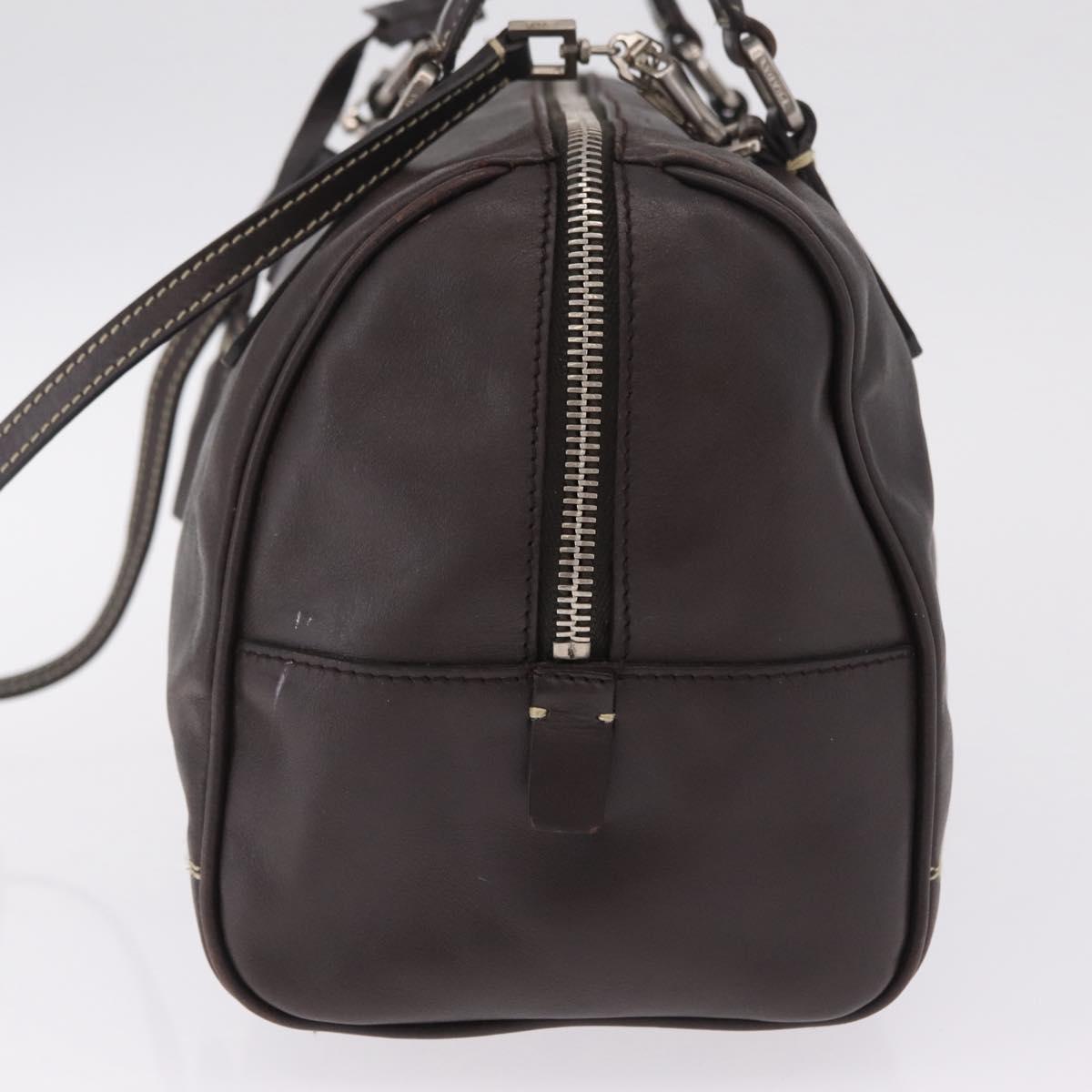 PRADA Mini Boston Bag Boston Bag Leather 2way Brown Silver B11075 Auth am12907A